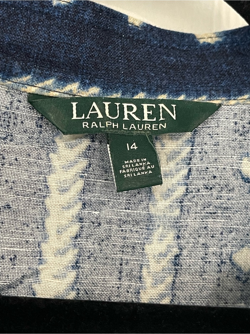 Lauren Ralph Lauren Blue Southwestern Linen Blend Short Sleeve Dress Size 14 - Picture 7 of 8